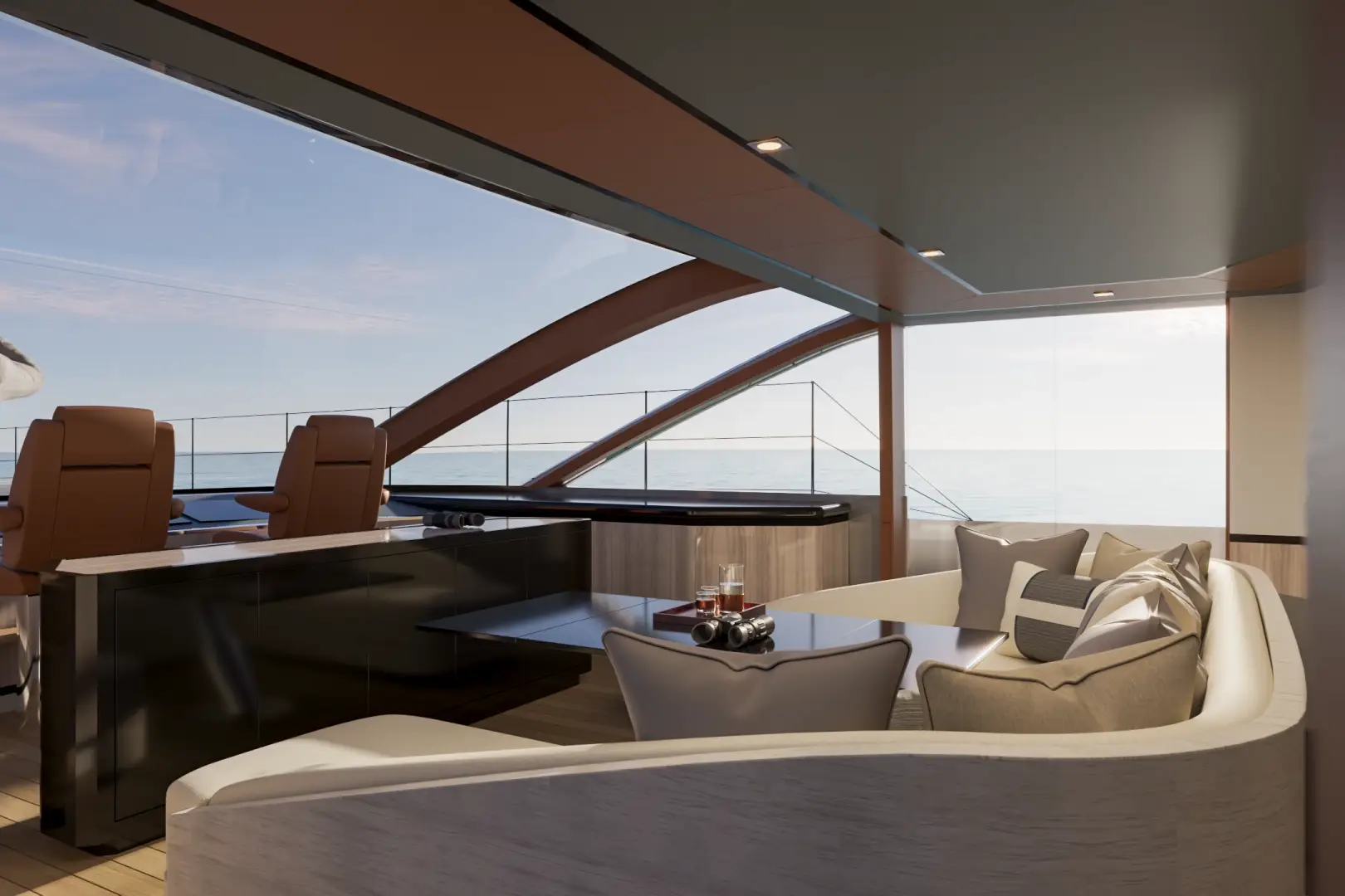 Spitfire luxury yacht interior visualization by Meta Design Studio