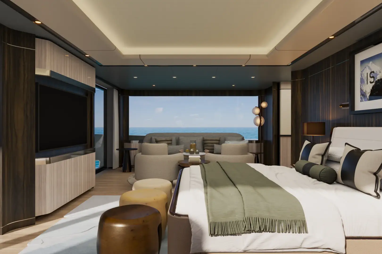 Spitfire superyacht interior visualization for product launch presentation