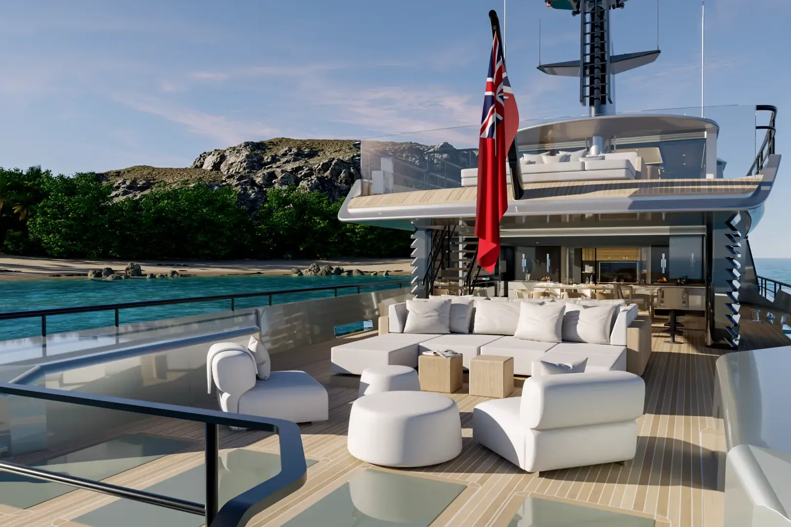 Contemporary yacht rendering inspired by legendary aviation design