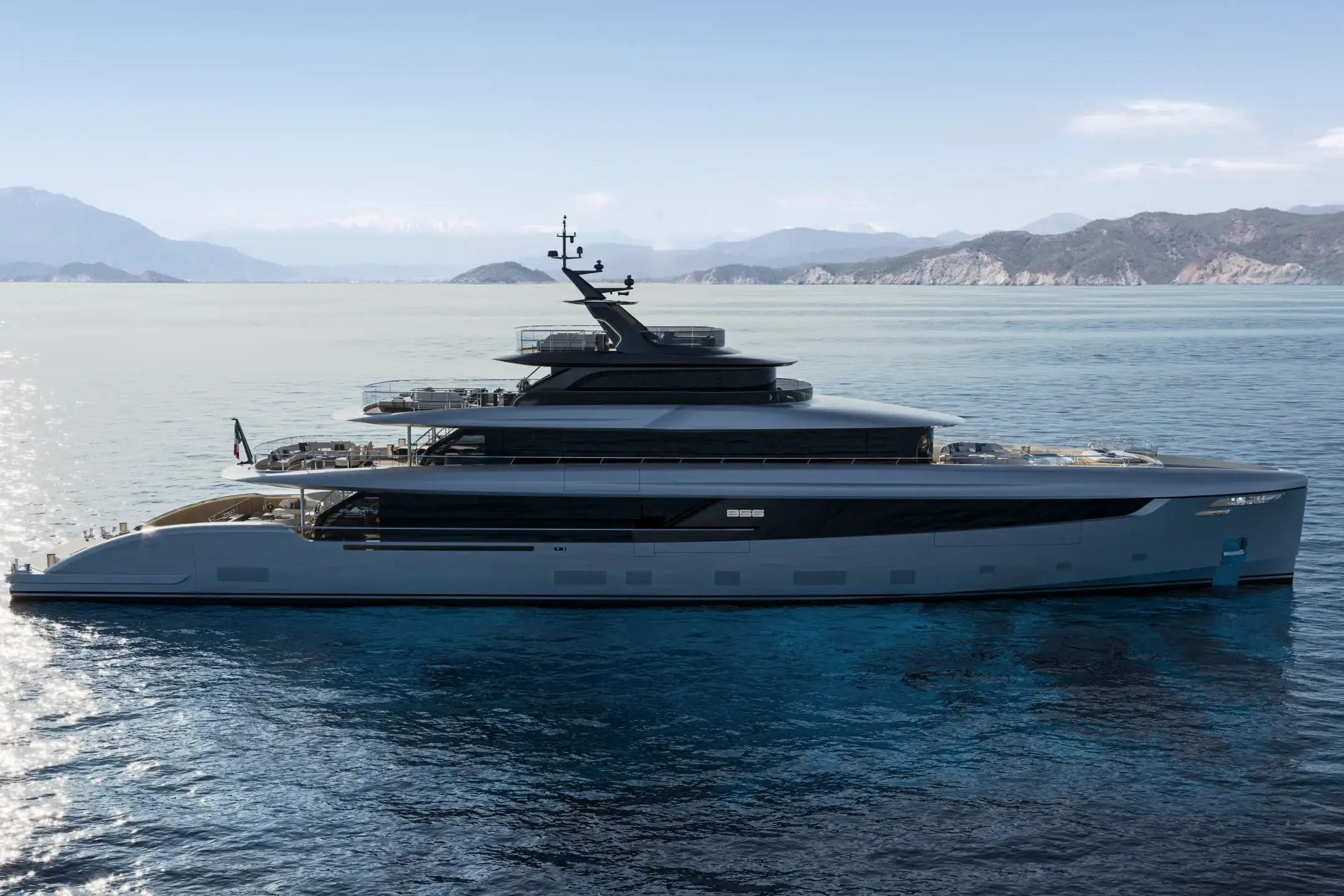 Aeronautical-inspired exterior design of Baglietto Project 58