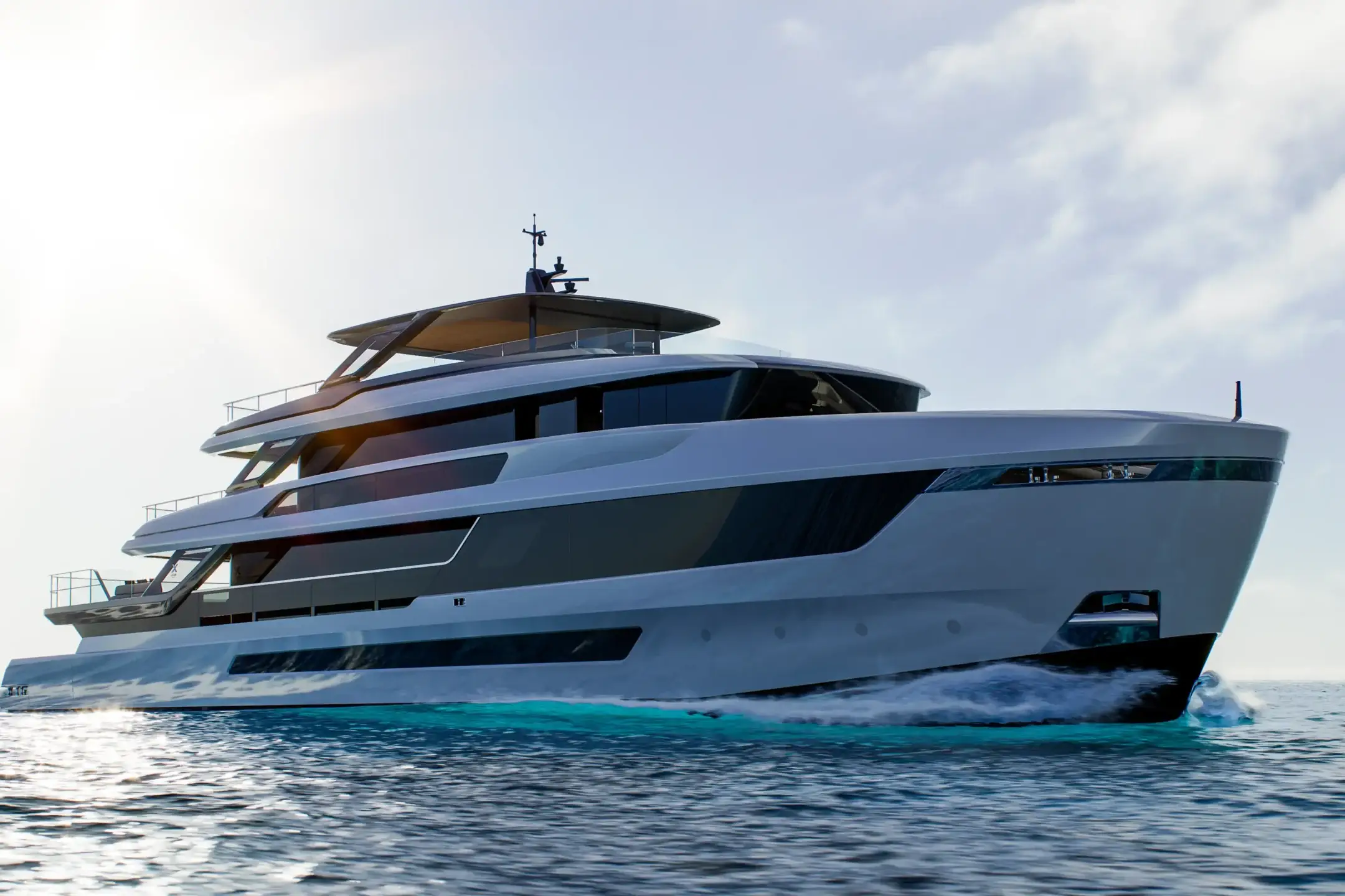 Extra X130 Triplex showcasing innovative three-level yacht architecture