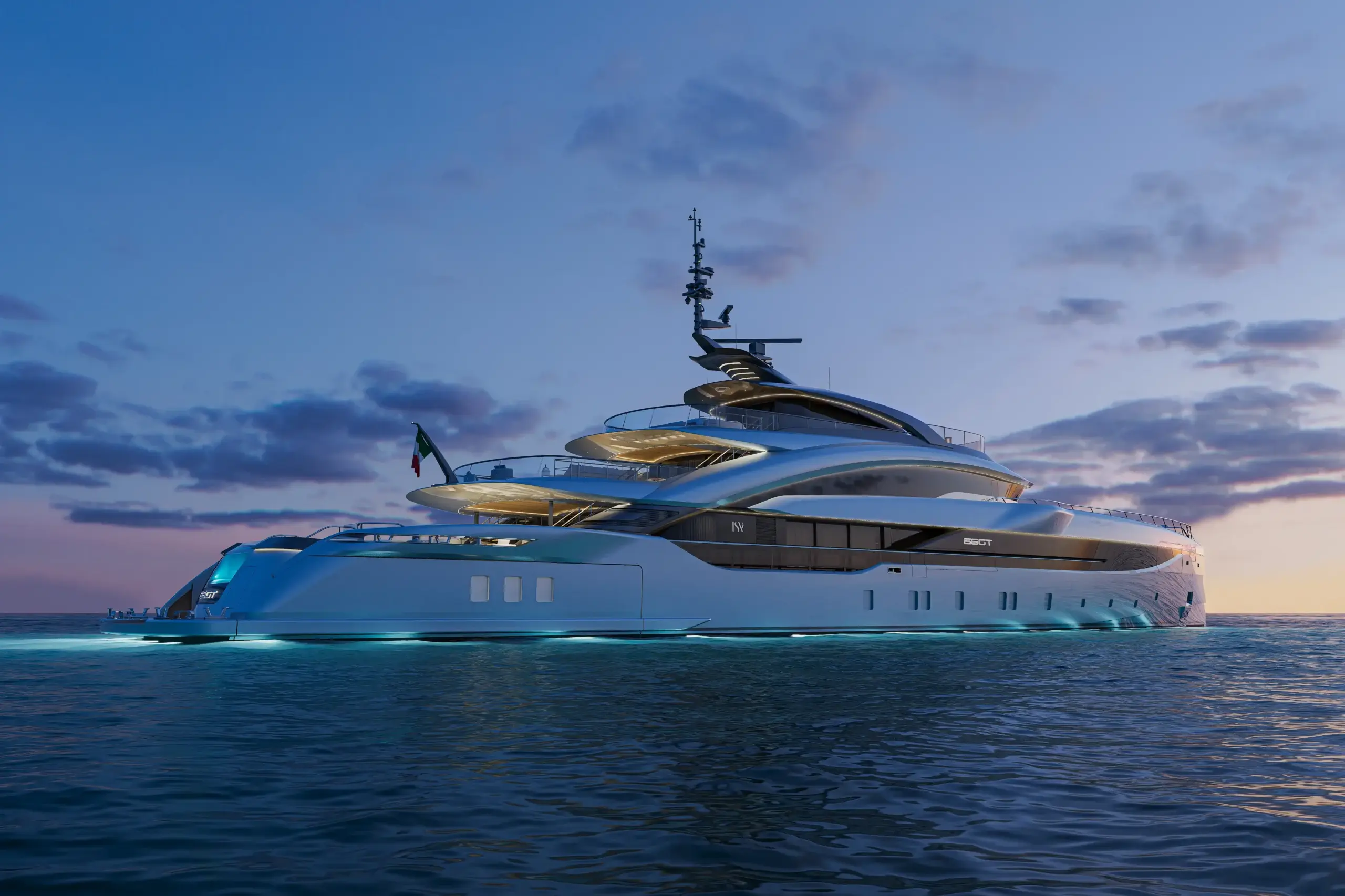 ISA GT66 yacht showcasing the multifunctional bow lounge