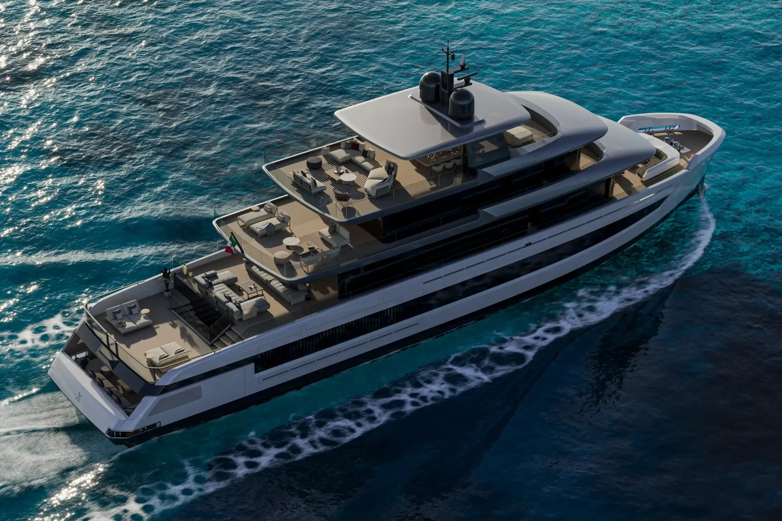 Extra X145 Global showcasing contemporary explorer yacht design