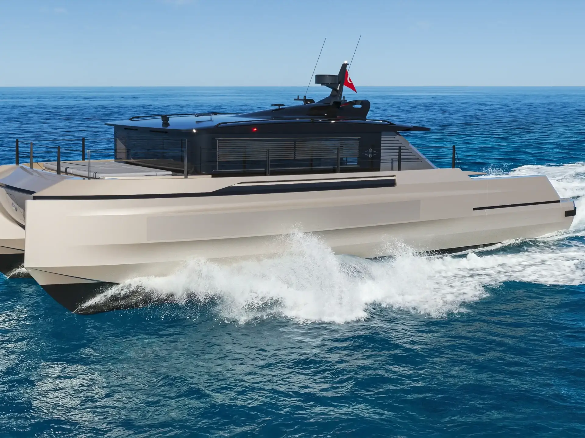 Exterior yacht rendering of the SV55 for product launch