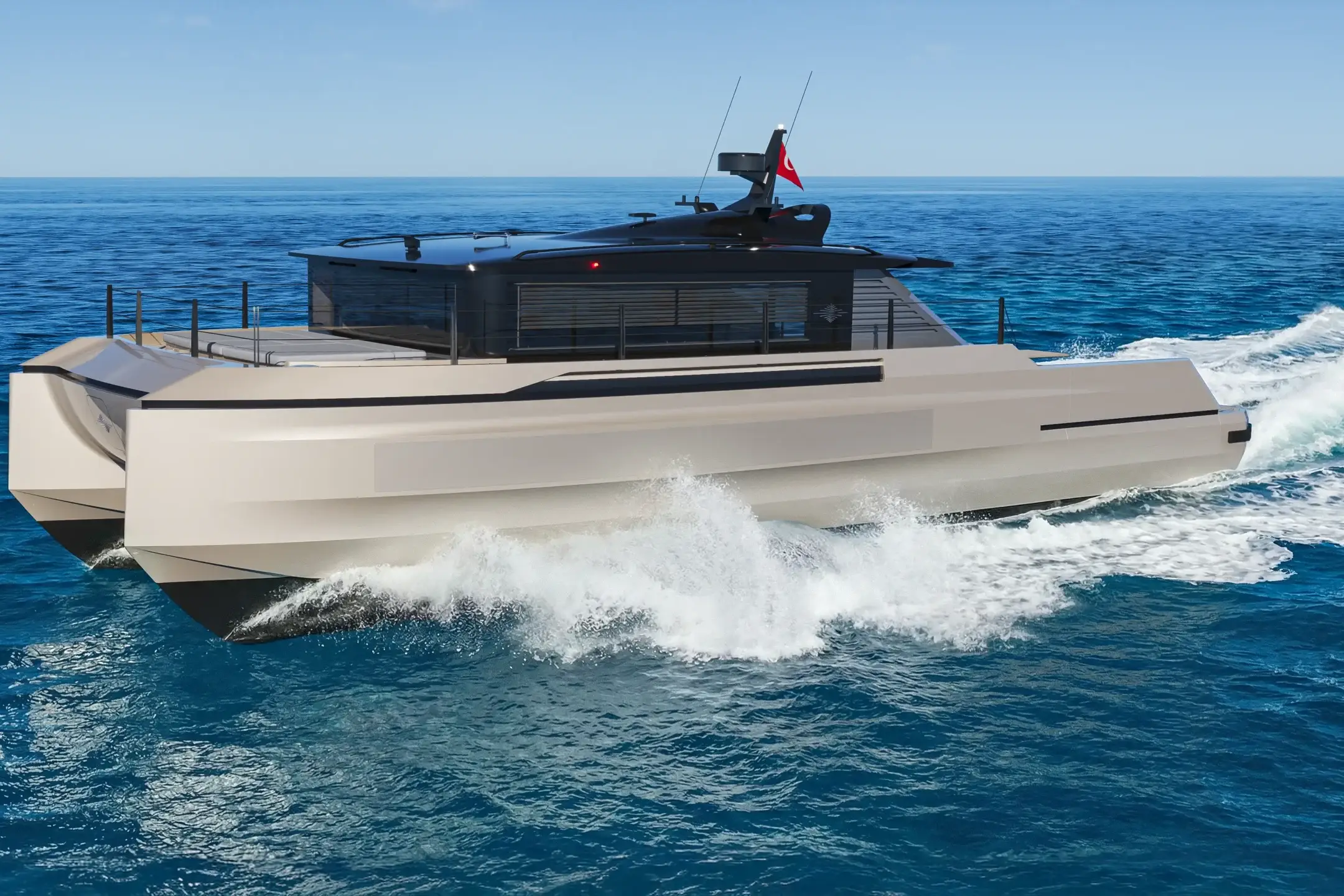 Exterior yacht rendering of the SV55 for product launch