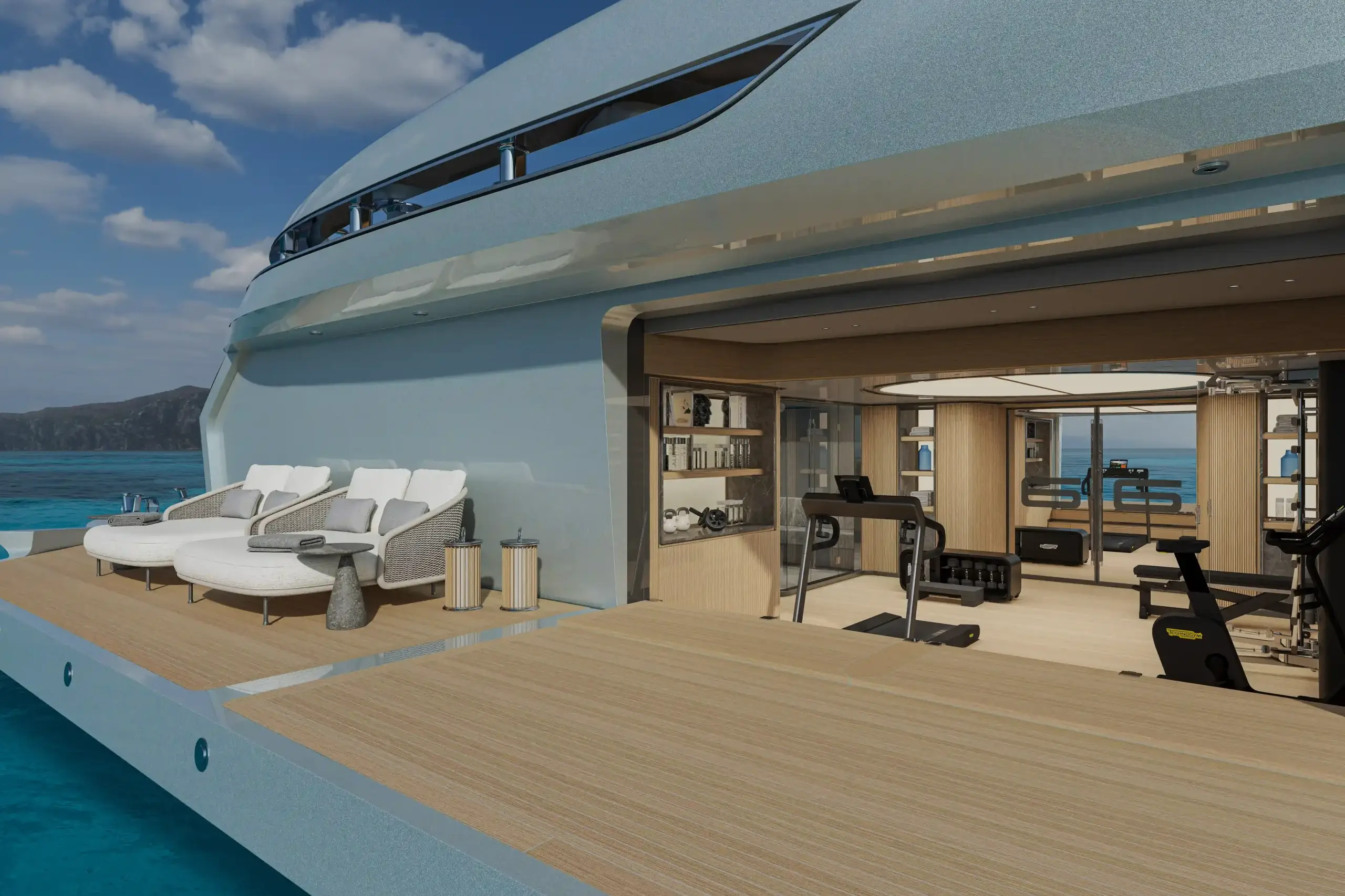 ISA GT66 exterior rendering highlighting sculptural hull lines