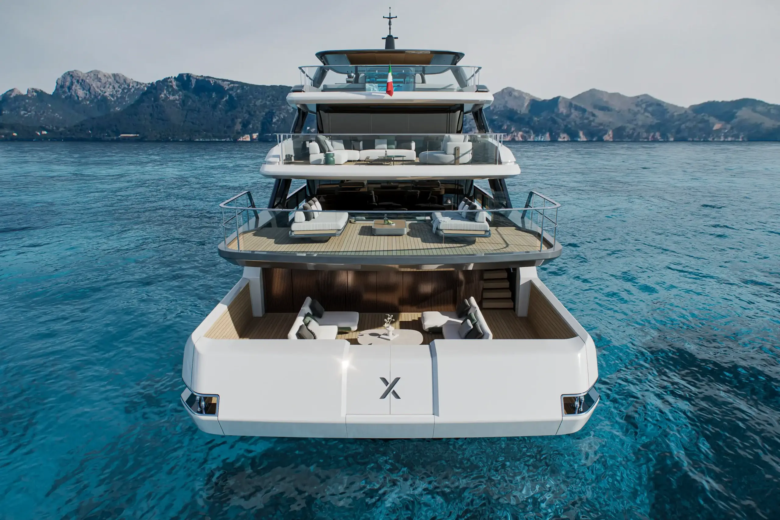 Cinematic yacht visualization of the Extra X130 Triplex at sea