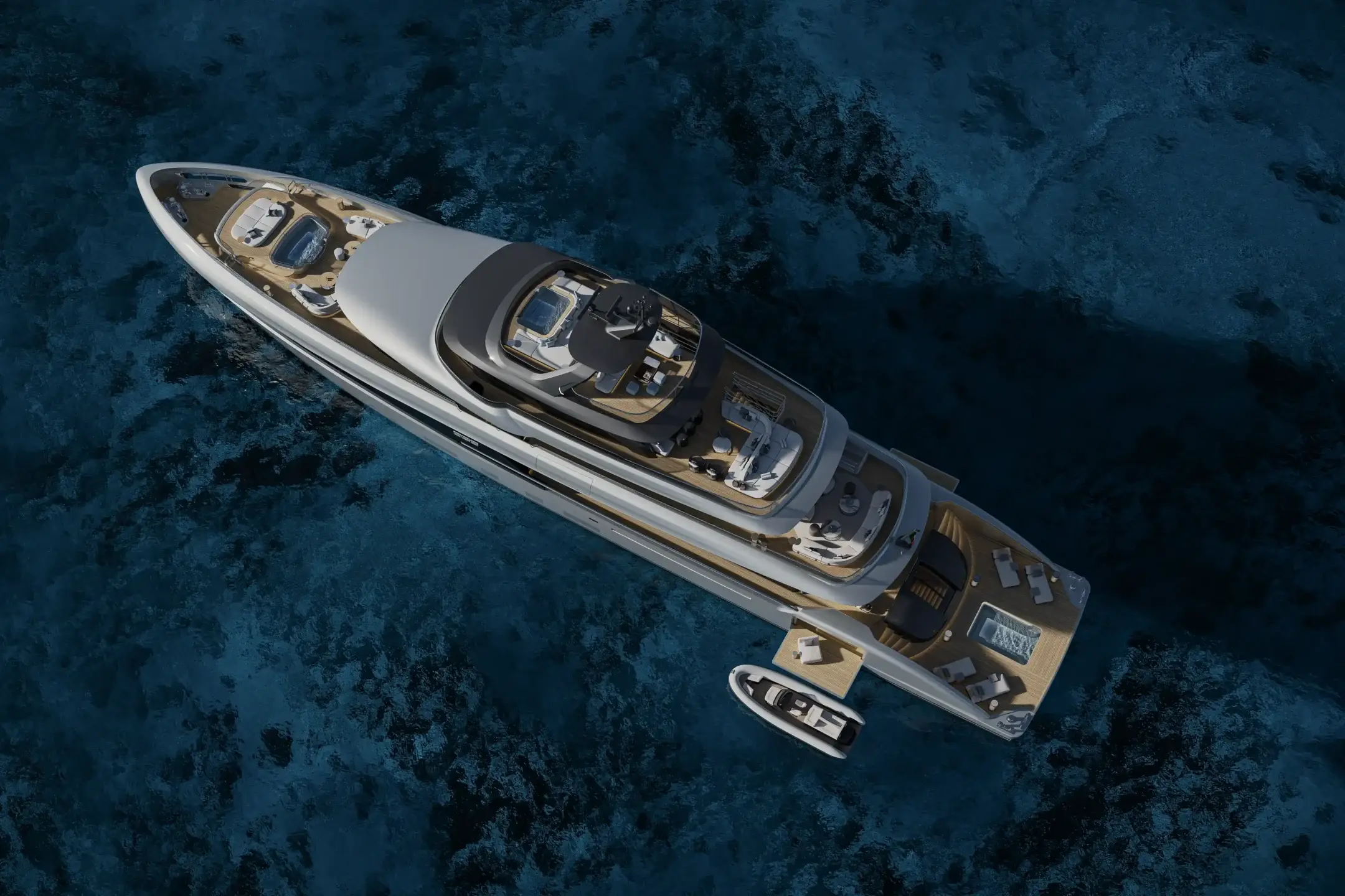 Baglietto Project 58 marine CGI with elegant Italian yacht styling