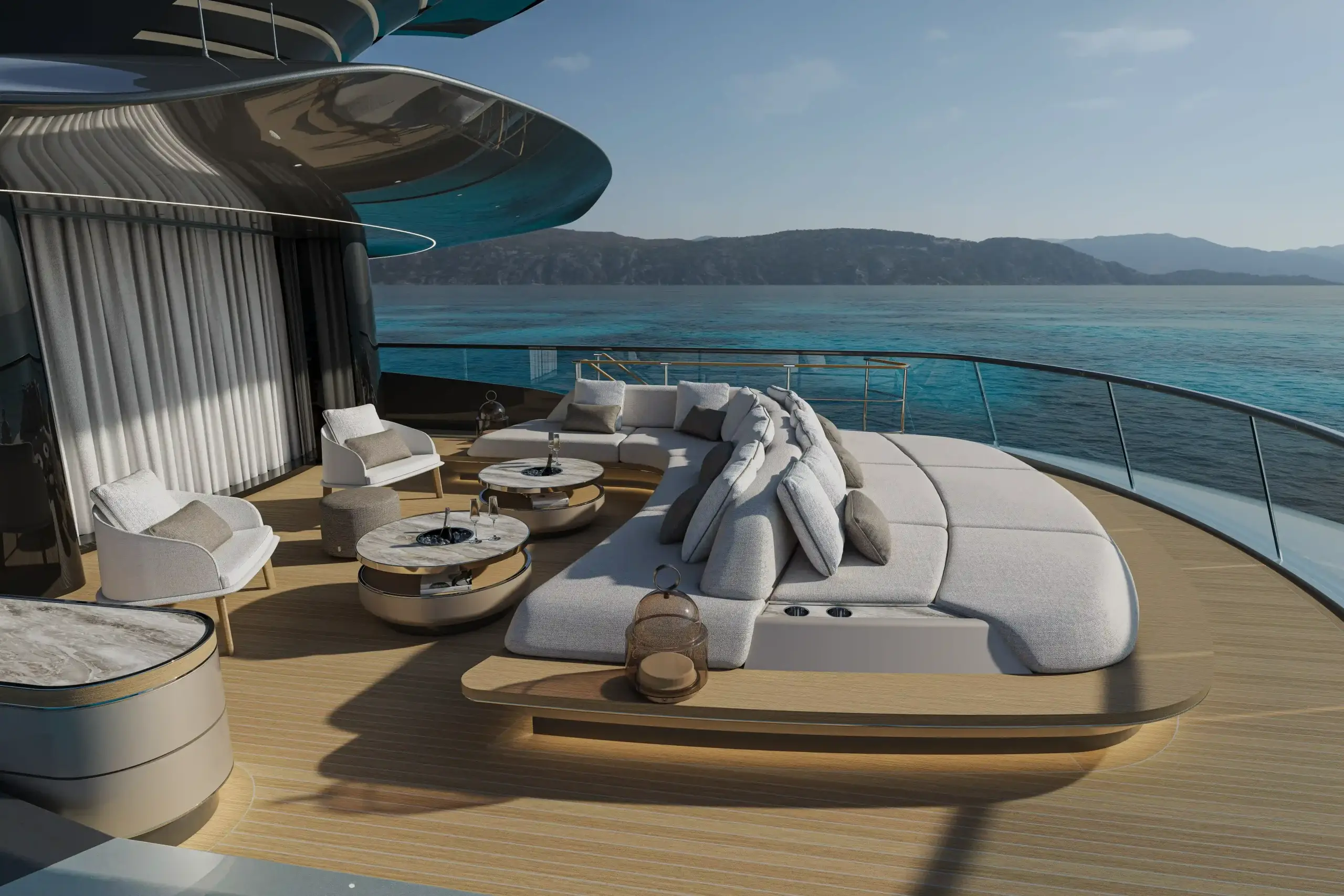 Marine CGI of the ISA GT66 inspired by automotive and aviation design