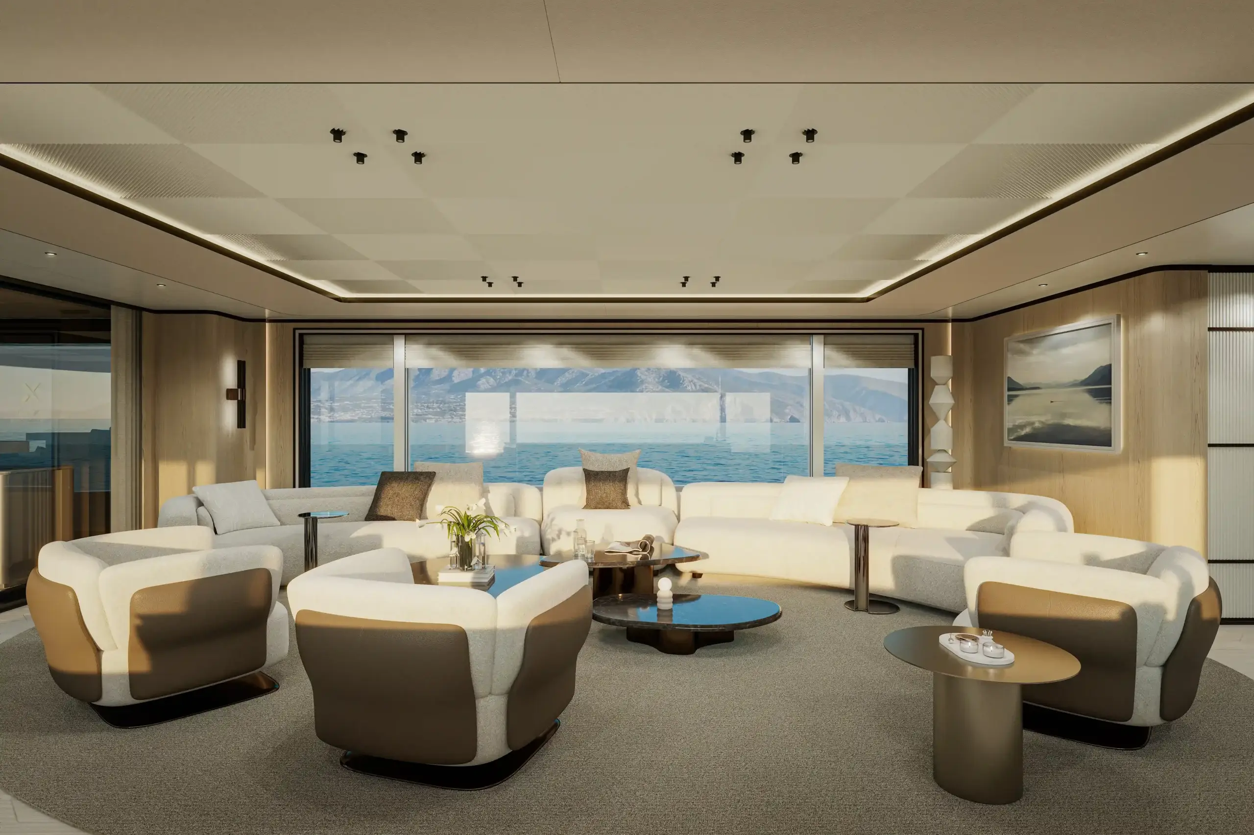 Cinematic interior visualization of the Extra X145 Global by Meta Design Studio